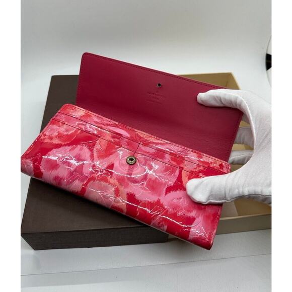 Rare Louis Vuitton Authentic LV Long Wallet Pink Floral Vernis Original Box - Picture 1 of 12